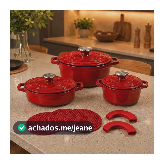 Conjunto 8 Peças Panelas Caçarolas Com Tampa Indução Inspiração Francesa Com Descansos e Pegadores De Silicone Vermelha Jogo De Panelas Compatível Com Cooktop Fogão A Gás E Elétrico