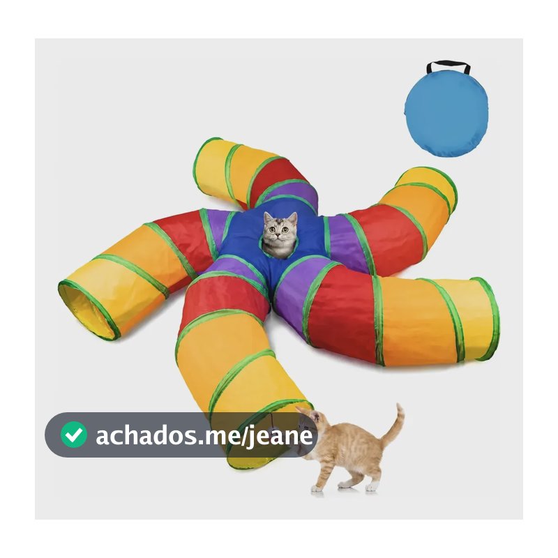 Brinquedo Gato Tunel Para Gato Interativo 4 Saídas Dobrável Colorido