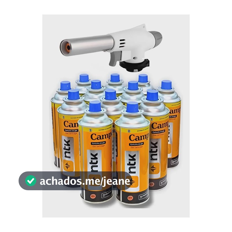 Kit 12 Latas Refil Ntk 227g Camping  + 01 Maçarico Laranja