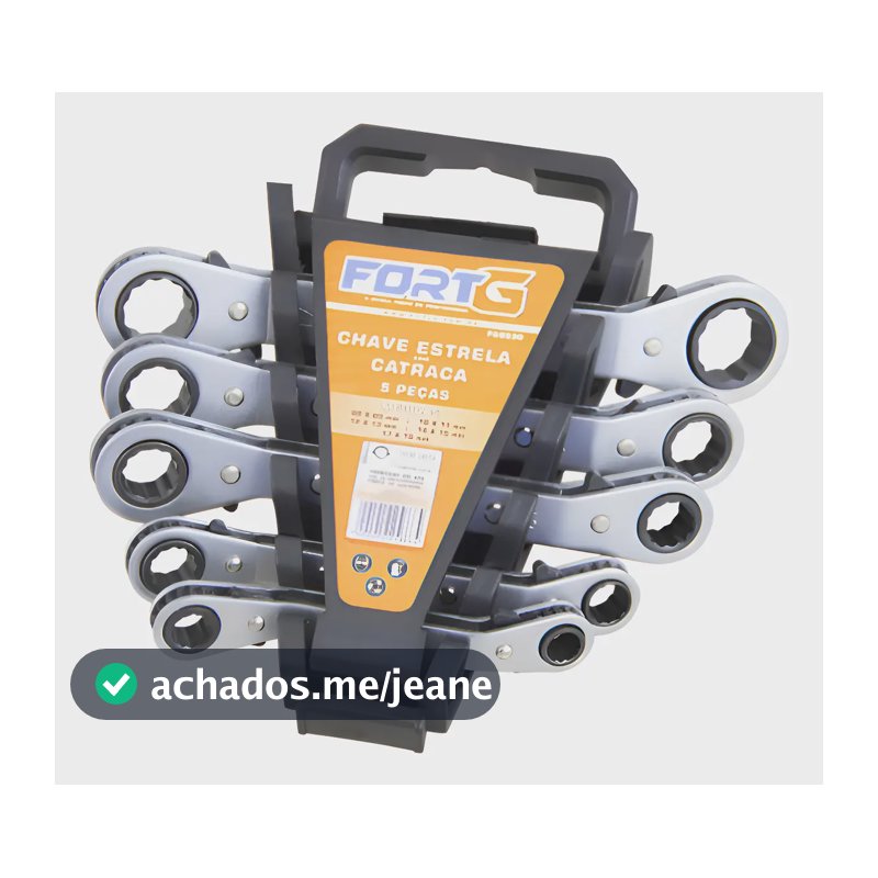 Kit Chaves Estrela Catraca Profissional 8-19mm Com 5 Peças Prateado