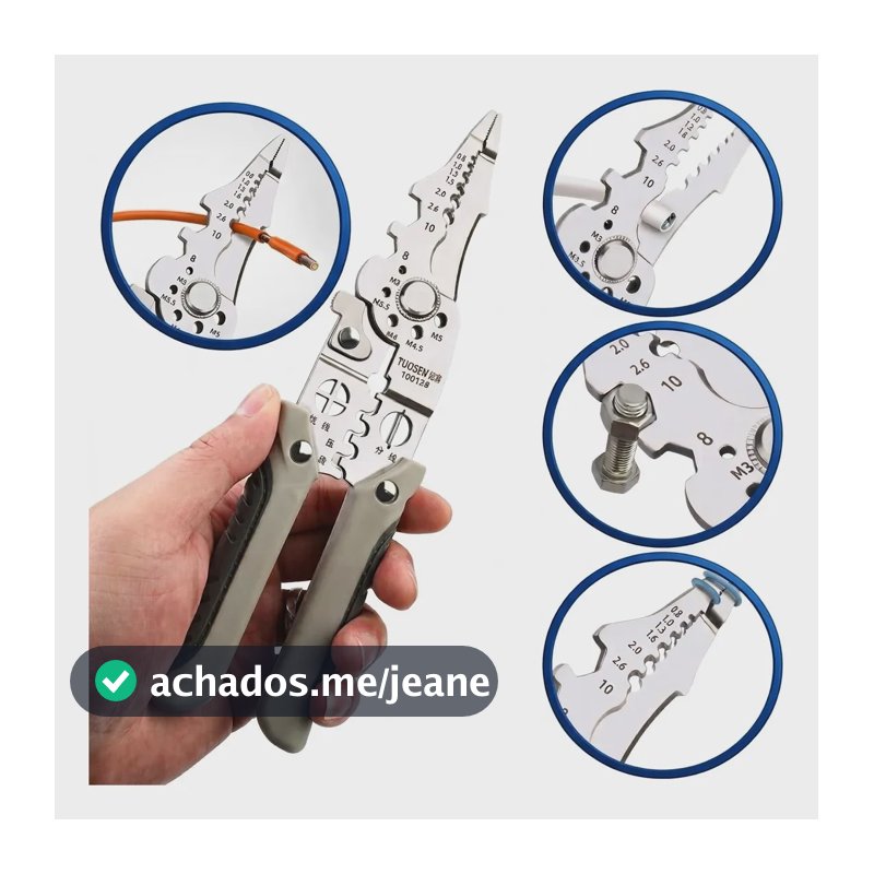 Alicate Multifuncional 18 Em 1 Descascador Corta Fio Crimpa