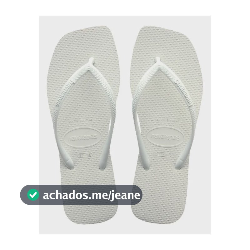 Chinelo Havaianas Slim Square Sandália Feminina Quadrada Branco 37-38 Br