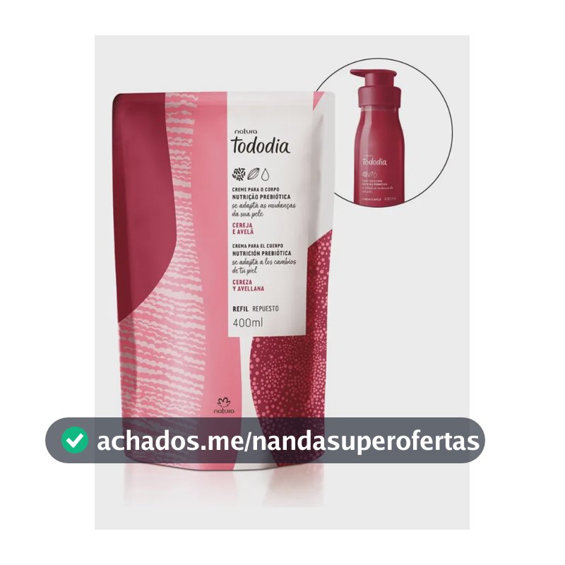 Refil Tododia Creme Corporal Cereja E Avelã 400 Ml