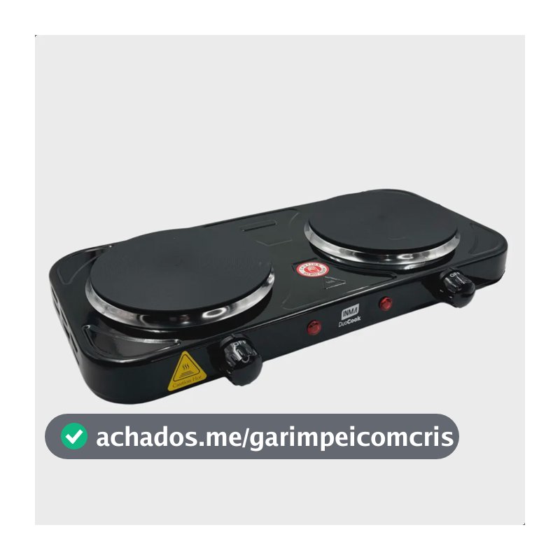 Fogão de Mesa Elétrico INMA de 2 Bocas para Camping e Viagem, em Inox