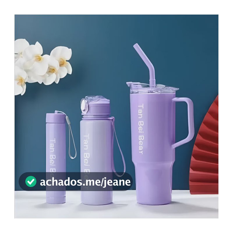 Kit 3 Garrafas Água Academia Corrida Squeeze Motivacional Roxo