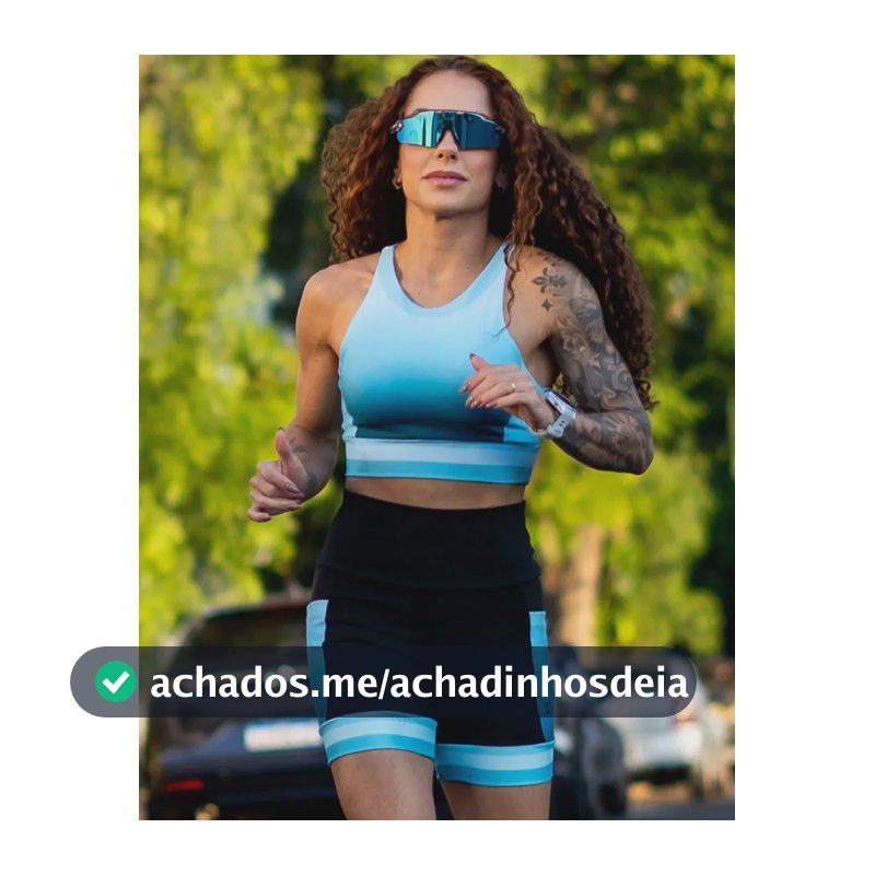 Conjunto Corrida Shorts Com Bolsos Cropped Alta Sustentação Azul-turquesa Liso G
