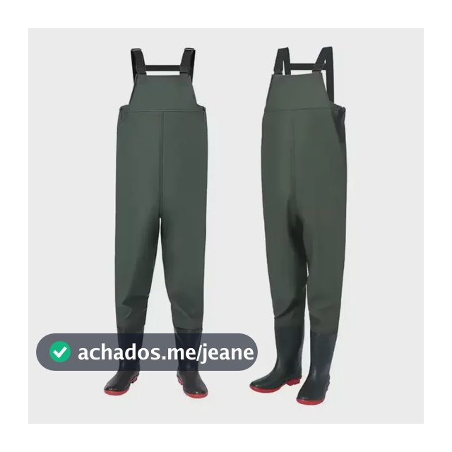 Macacao Pesca Jardineira Pvc Com Bota Acoplada Impermeável