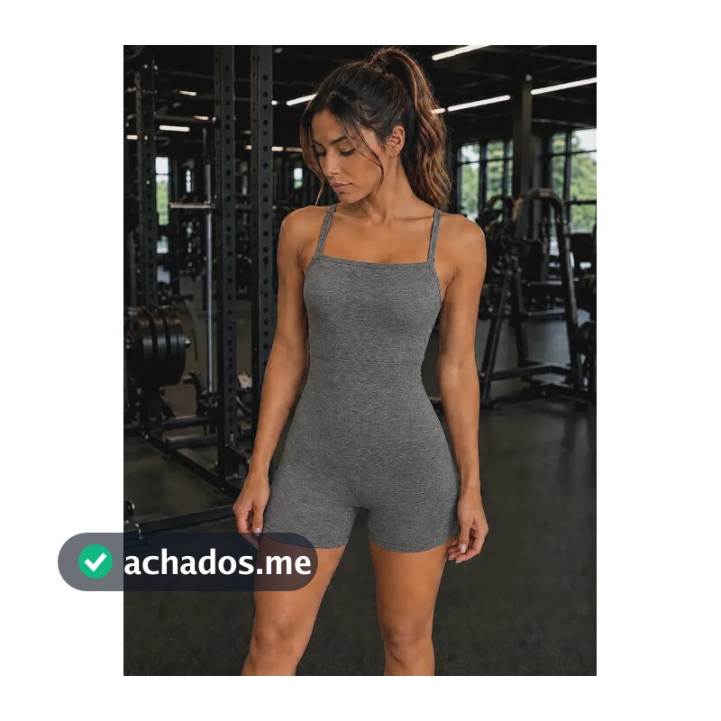 Macaquinho Feminino Fitness Roupa Academia Suplex Mescla P