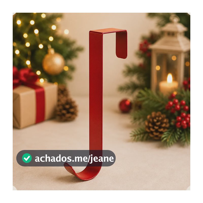 Suporte Gancho De Guirlanda Natalino 38cm Resistente Vermelho