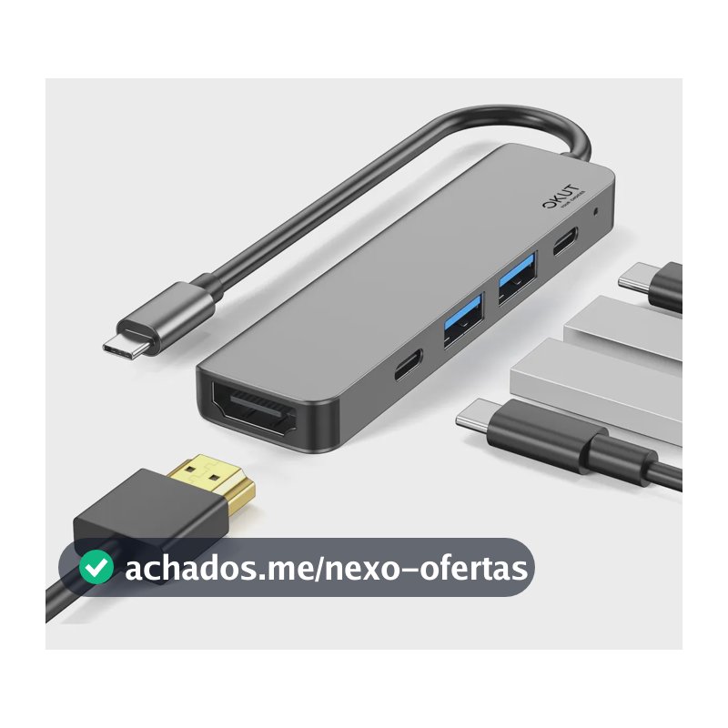 Okut Hub Usb-c Tipo C Dock Thunderbolt Hdmi 4k Usb 3.0 Cinza