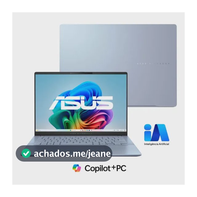 Notebook ASUS Vivobook S 14 S5406SA Copilot+ PC Intel Core Ultra 7 256 V 16GB RAM 512GB SSD Windows 11 Home 14" OLED Mist Blue QD299W