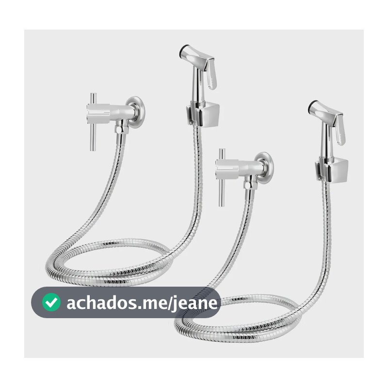 Kit 02 Ducha Higiênica 100% Metal 1/4 De Volta Acabamento Cromado Cor Prateado
