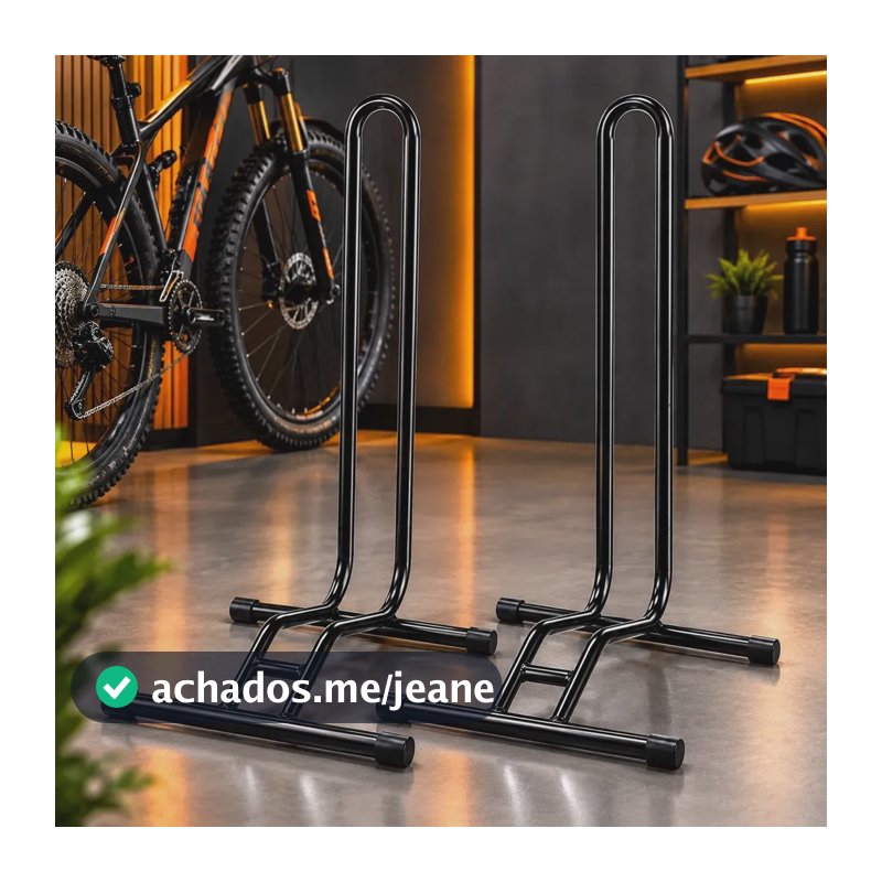 Kit 2 Suportes De Chão L Bike Descanso Para Bicicleta Kawak Preto