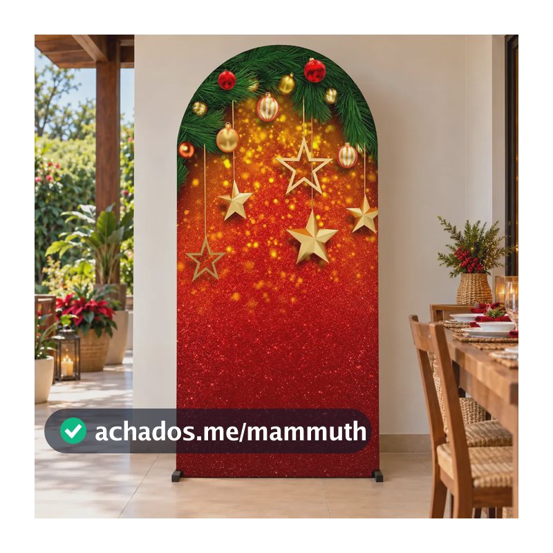 Painel Natal Romano 2x1m Decoração de Festa Enfeites Natalinos Capa Painel Sublimado Em Tecido Elástico Veste Facil