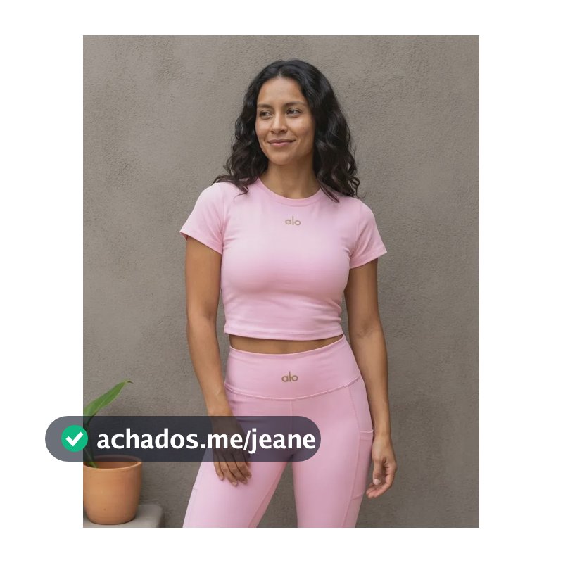 Conjunto Academia Feminino Alo Babylook + Legging Rosa Lisa P