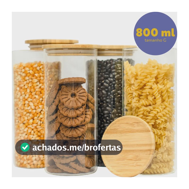 Kit 4 Pote Para Alimentos Seiri Transparente 800 Ml Cozinha Flat Transparente
