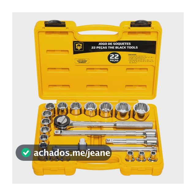 Jogo De Soquete 1/2 Pol Catraca Reversível 8 A 32mm 22 Pçs Amarelo