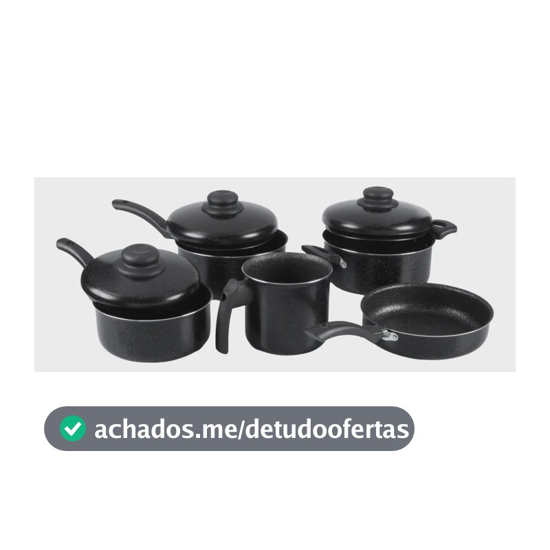 Jogo Panelas 5 Peças Tradicional Preto Nacional