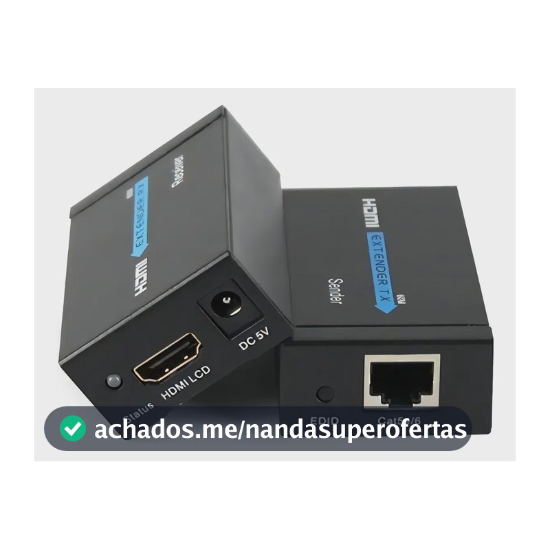 Extensor Hdmi Rj45 60 m Cabo Rede Cat 6 7 Adaptador
