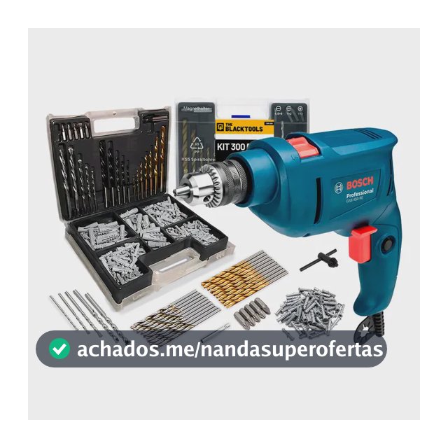 Furadeira de Impacto Bosch 450W 10mm GSB 450 RE com Jogo de Brocas Bits 300 Peças