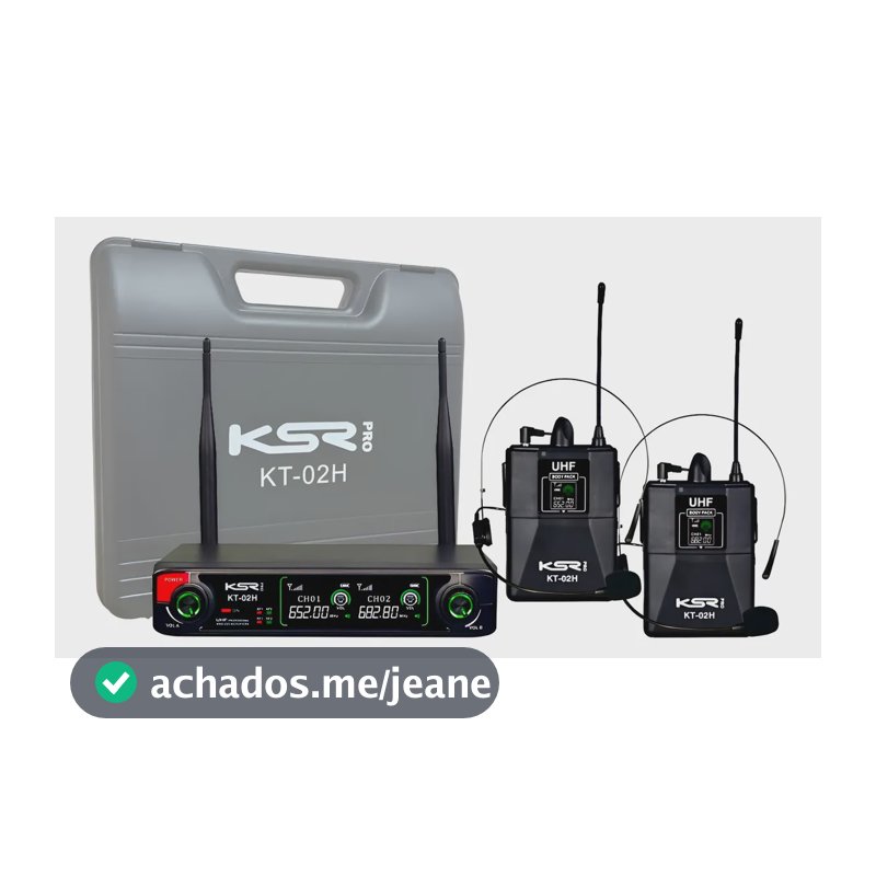 Microfone Sem Fio Headset Duplo Profissional Ksr Pro 02 Uhf