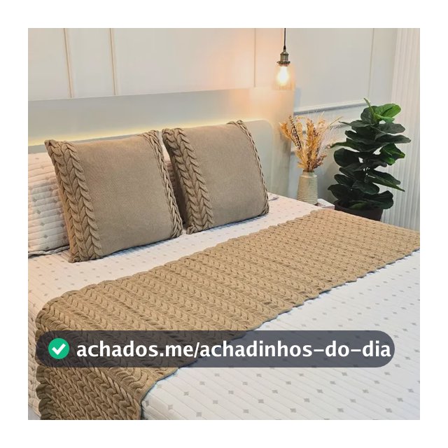 Kit Peseira Manta Tricot Cama Queen Aconchego + 2 Capas 45cm