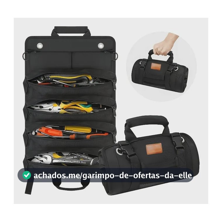 Bolsa De Ferramentas Rolo Prático Estojo Ferramenta Enrolar Preto