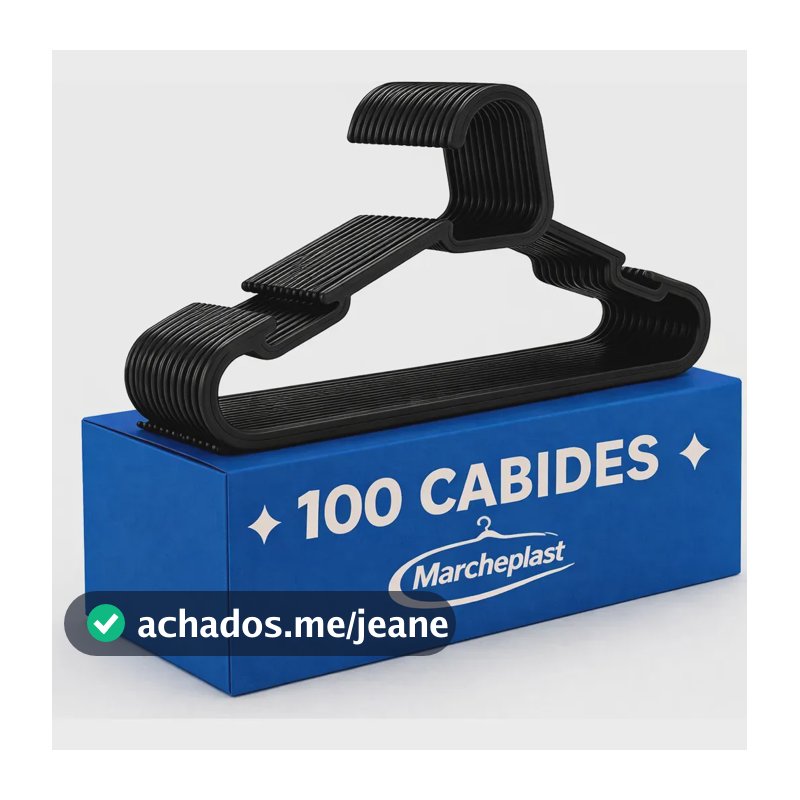 Kit 100 Cabide Adulto Preto Organizador Roupa Reforçado Preto