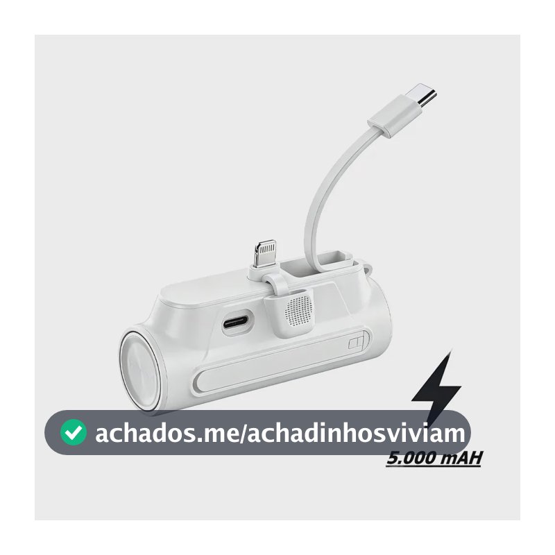 Carregador Portátil De Bolso Power Bank Pocket Com iPhone Notebook Samsung Apple Xiaomi Android Mac Ios 5000mah Branco