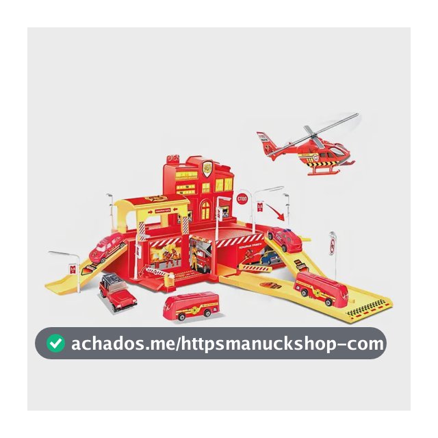 Pista de Carrinhos Infantil Bombeiro com 5 Veículos e Acessórios Maxi Toys