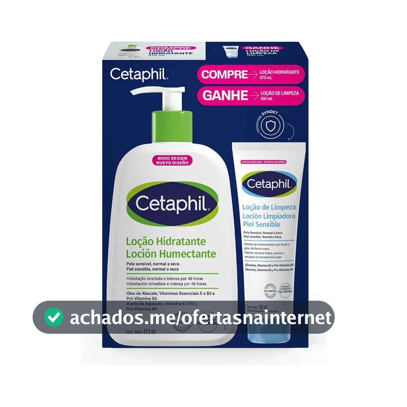 Kit Cetaphil Loção Hidratante 473ml + Loção de Limpeza 100ml - Hidratação 48h Corporal e Facial para Pele Sensível, Normal a Seca