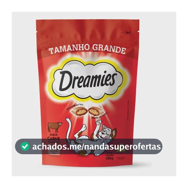 Petisco Dreamies para Gatos Adultos Sabor Carne Tentadora 150g