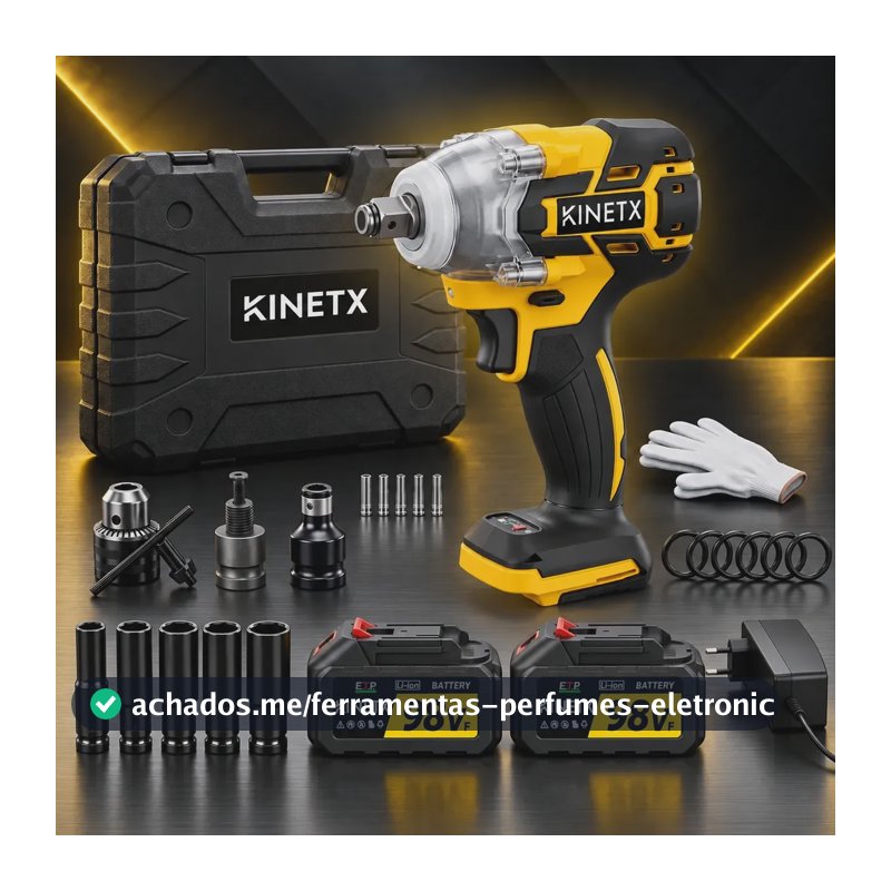 Chave De Impacto Parafusadeira 880nm Brushless 2 Baterias Amarelo