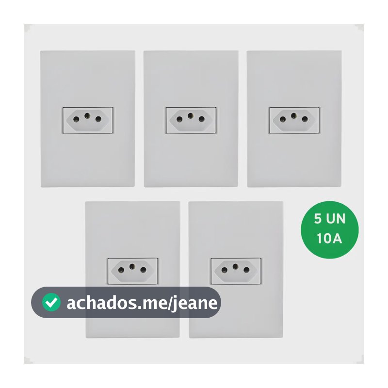 Kit 5 Tomada Simples Liz 10a Embutir 2p+t 4x2 Tramontina Branco