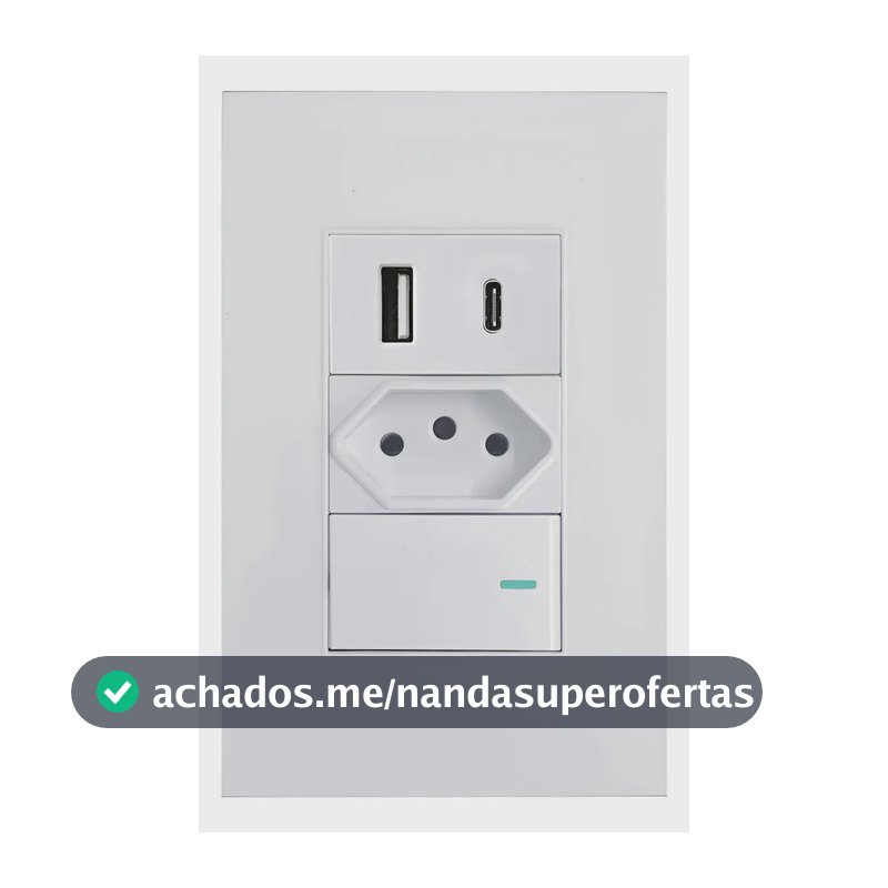 Tomada Interruptor Paralelo + Usb Tipo C De Parede Universal Branco