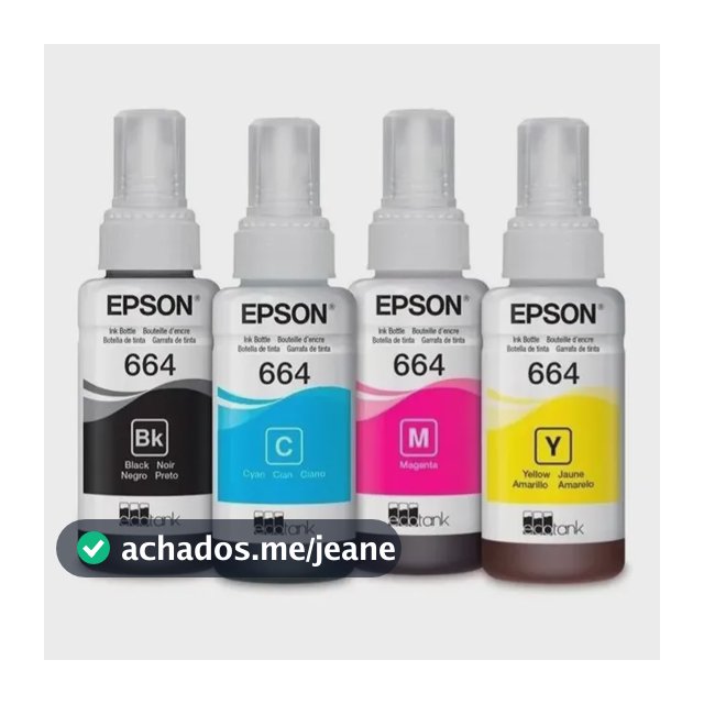 Kit 4 Tintas Epson L355 L365 L375 L4150 Ecotank 664 4 Cores