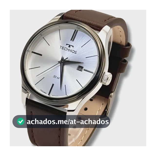 Relógio Technos Masculino Steel Prateado Pulseira Couro Marrom Preto Prateado