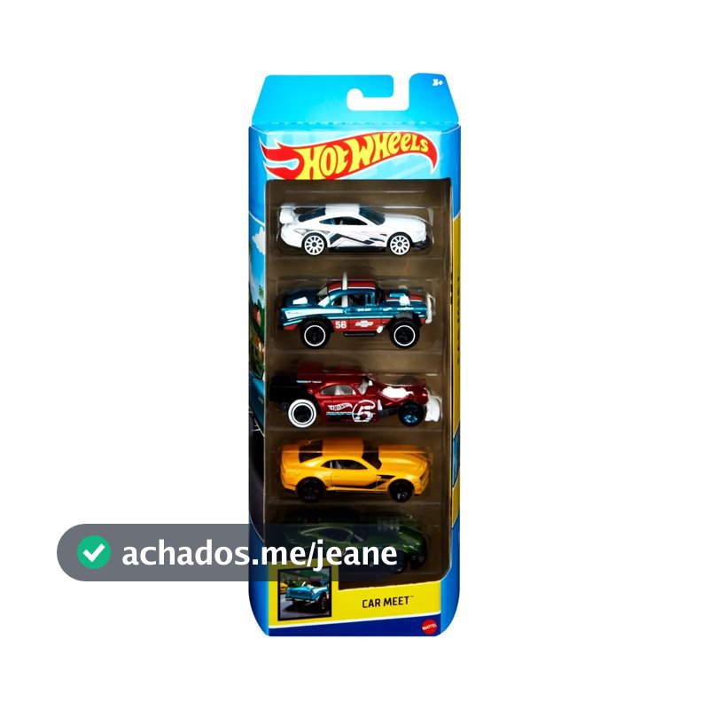 Kit Com 5 Carrinhos Sortidos Hot Wheels Coloridos Mattel
