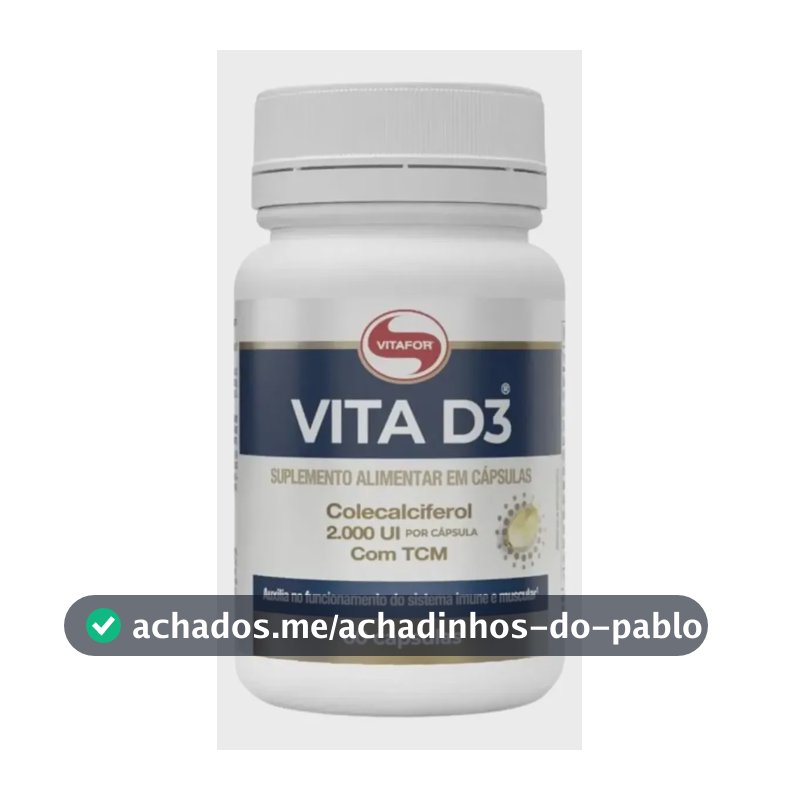 Vita D3 Vitafor - Vitamina D3 60 Cápsulas Sem Sabor Sem Sabor