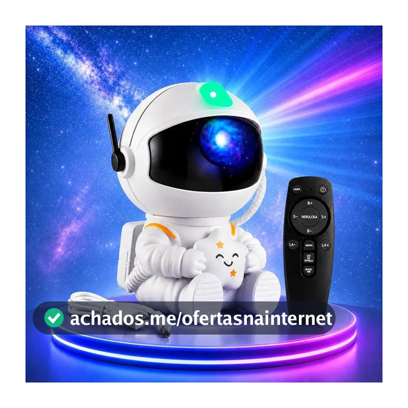 Luminária Astronauta Projetor Led Infantil Galáxia Estrela Branco Robo Robozinho Luz Colorida Céu Teto Abajur De Mesa Cupula Decorativa Para Quarto Rgb Noturna Bivolt Portatil Lua Art Light