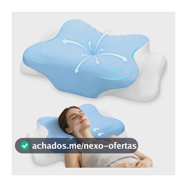 Travesseiro Viscoelástico Ergonômico Ehomfory 3d Air Mesh Azul E Branco Mesclado