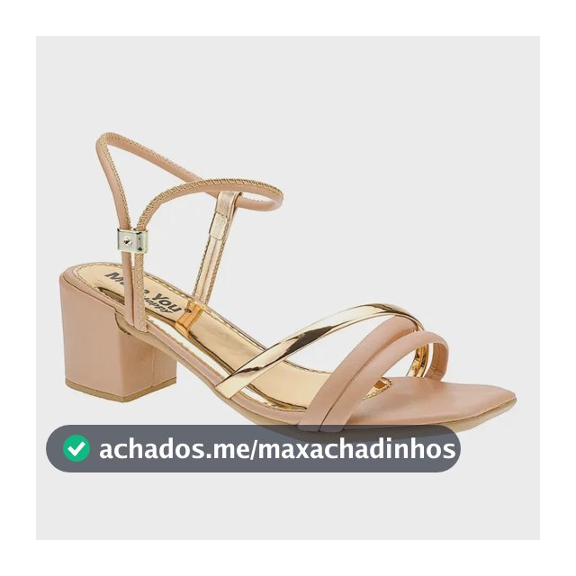 Sandália Feminina Salto Baixo Tres Tiras Bico Quadrado Moda
