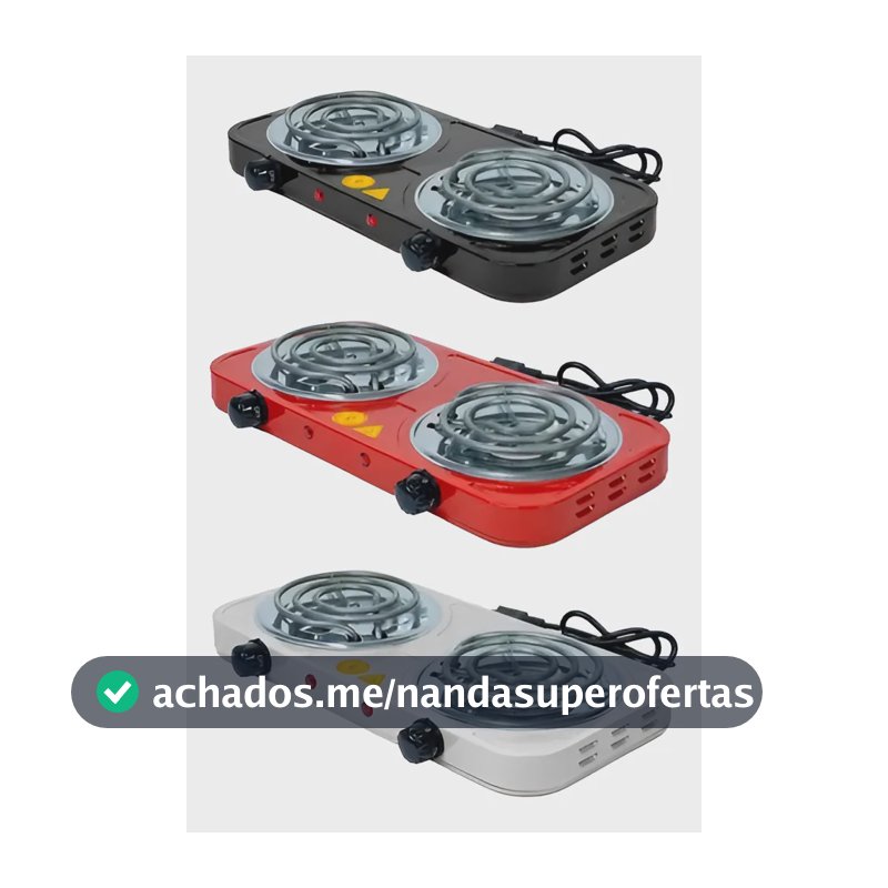 Fogão Cooktop Fogareiro Elétrico 2 Bocas Portátil 110 E 220v Preto 127v