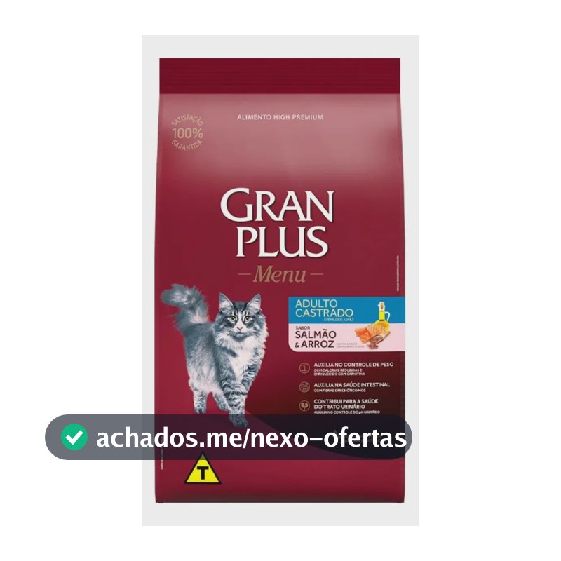 Gran Plus Menu Castrados Para Gato Adulto Sabor Salmão Y Arroz De 10.1 Kg