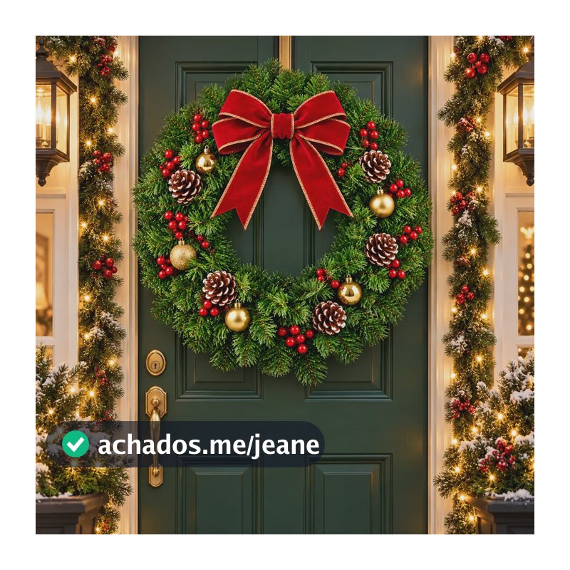 Guirlanda Decorativa De Natal Premium Art Christmas Porta Verde
