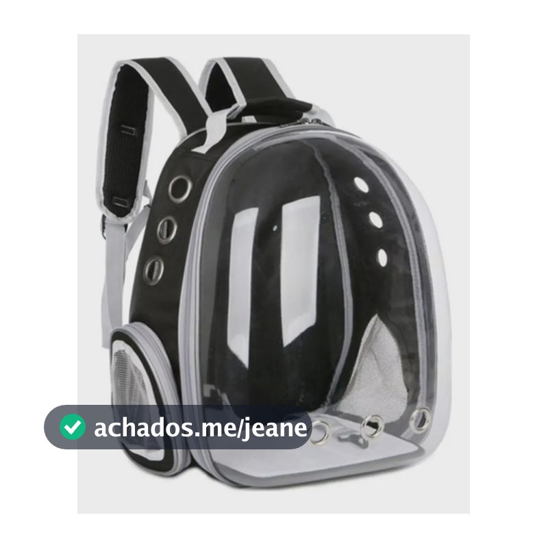 Mochila Transporte Pet Visão 360 Astronauta Gato Cachorro Preto