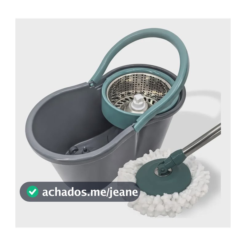 Esfregao Mop Giratorio 8 Litros Cesto Inox 2 Refil Pro Unica