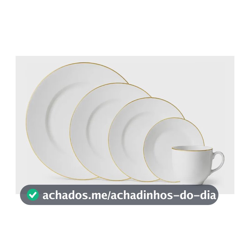 Aparelho de Jantar Catarina Borda Dourada 20 Peças Hauskraft