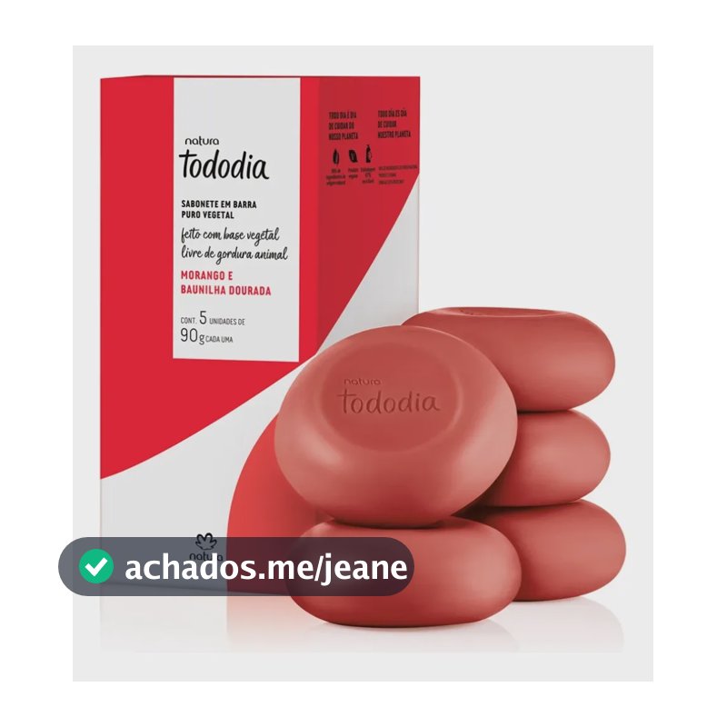 Sabonete Em Barra Morango E Baunilha Dourada 5x90g - Natura