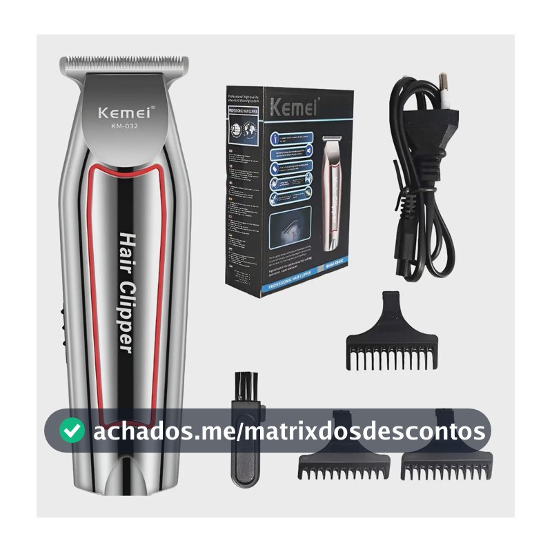 Máquina Acabamento Kemei KM-032 Barba Cabelo Bivolt